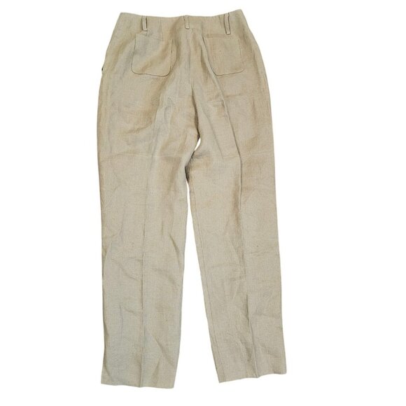 Retro Talbots Irish Linen Pants Lined Tapered 90s Ankle Tan Minimalist Old Money - Picture 6 of 14